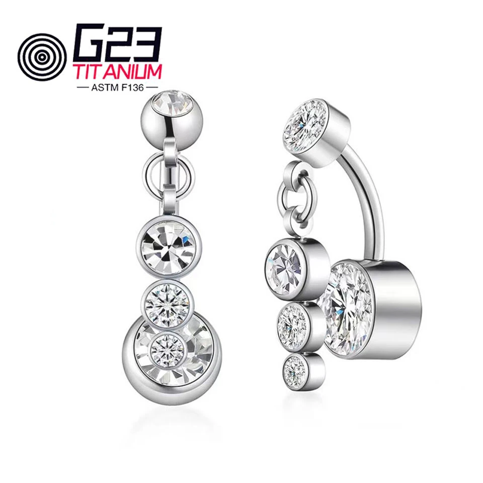 G23 Titanium Navel Belly Button Rings Piercing Body Sexy White Zircon