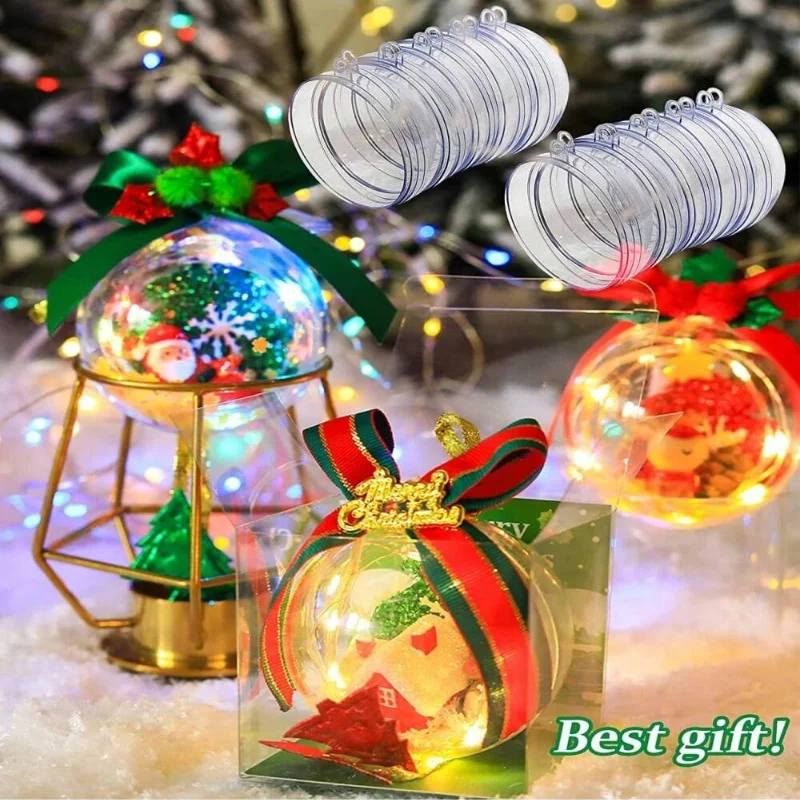 Christmas Tree Ornaments 10pcs Transparent Plastic Christmas Balls Christmas Tree Hanging Decorations Wedding Party Home Decor