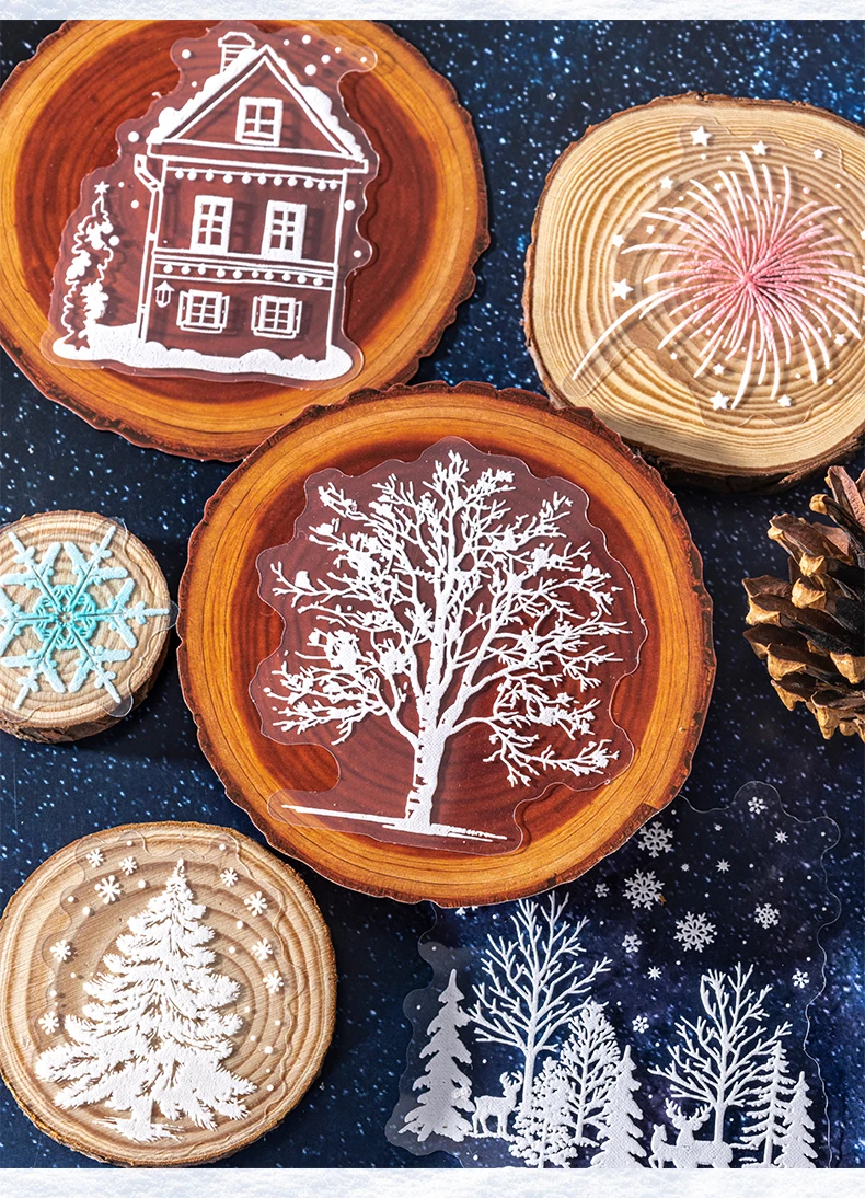 20 Stück große Winterlandschaftsaufkleber, Junk-Journal, Planer, Scrapbooking, Vintage, dekorativ, DIY-Bastelmaterial – Detail 7
