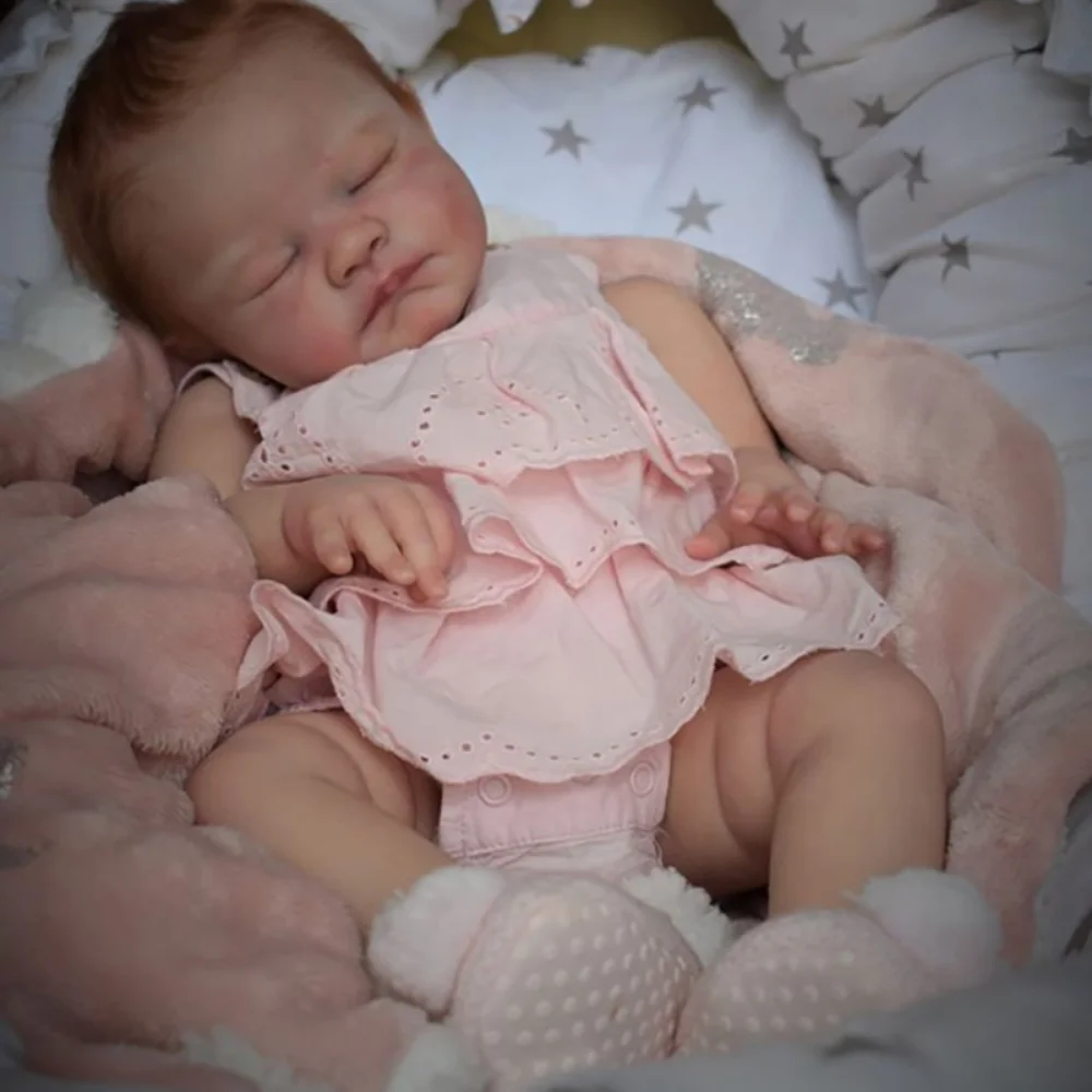 22inches Reborn Doll Kit Sleeping Baby August with COA and Cloth Body Bebe Reborn Doll Mold Bebe Kits