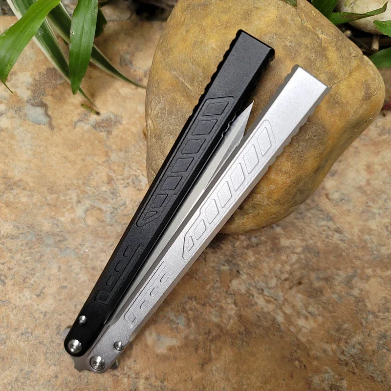 TheOne Falcon Balisong Alumínio Canal Handle, D2 Lâmina, Sistema De Bucha, Faca Borboleta