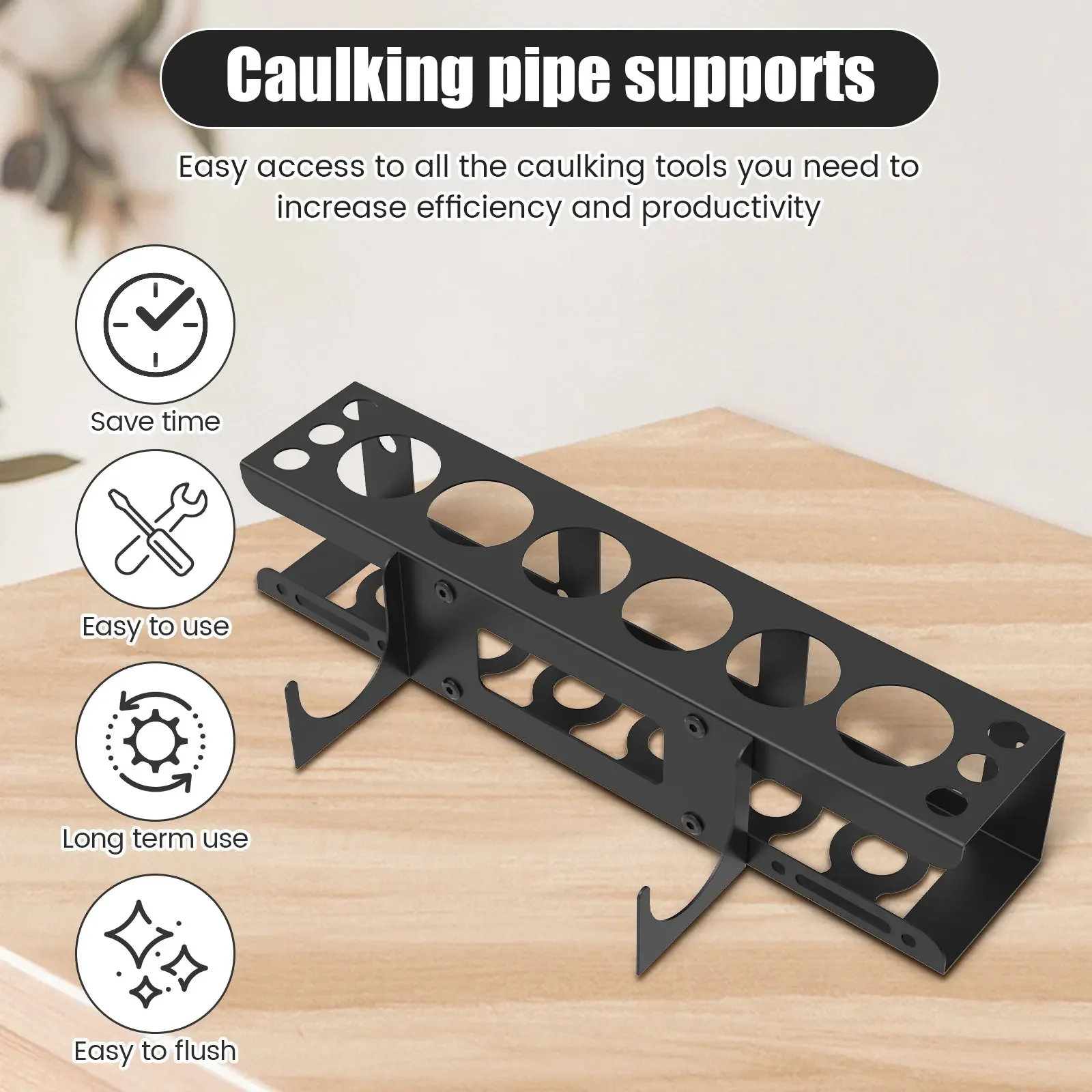 Caulking Tool Organizer Wall Mounted Storage Rack 6 Rack Holds For Garage & Workspace