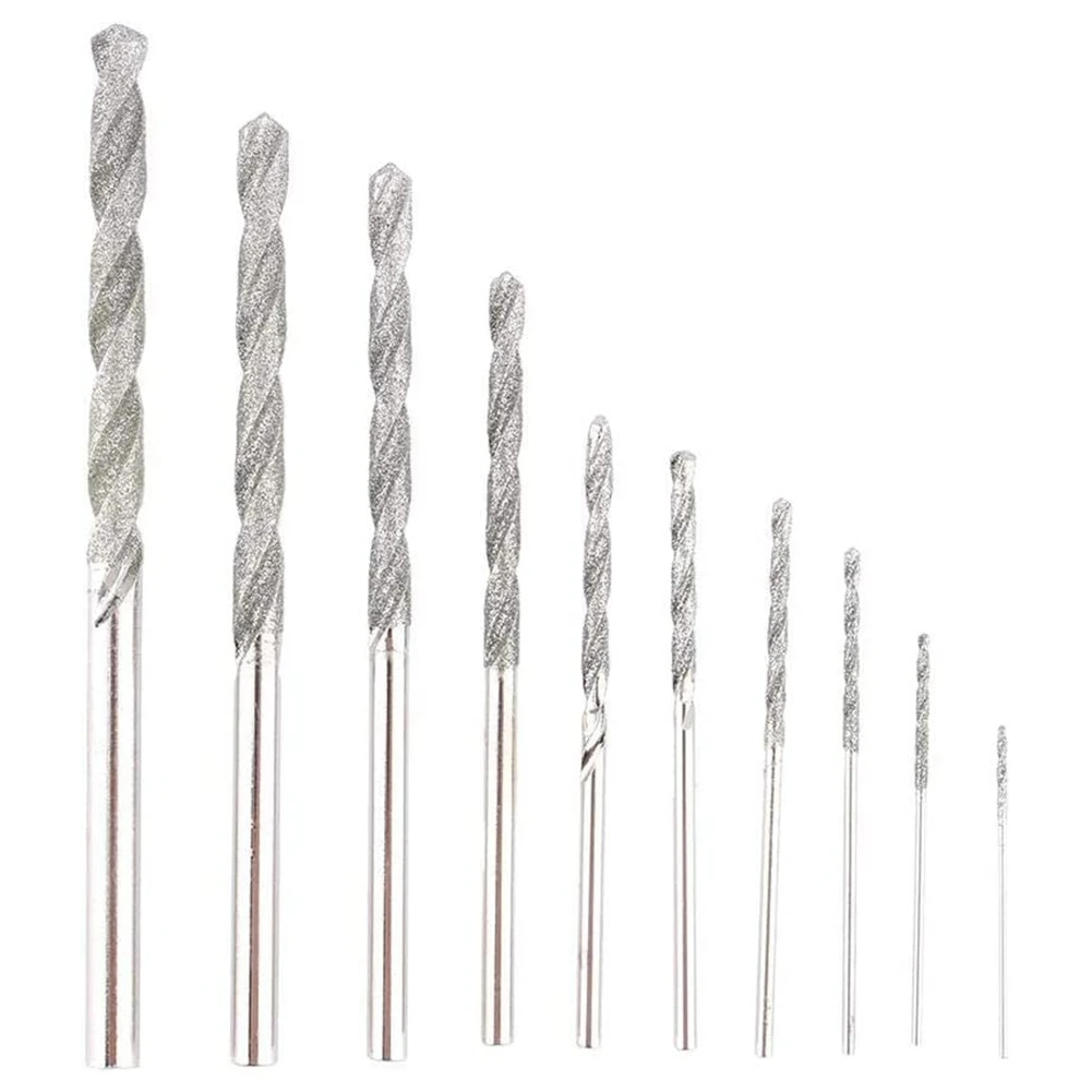 

10 Pieces Diamond Drill Bits Set Twist Diamond Tip Drill Bit Heavy Duty Mini Diamond Drill Bit Set for Glass