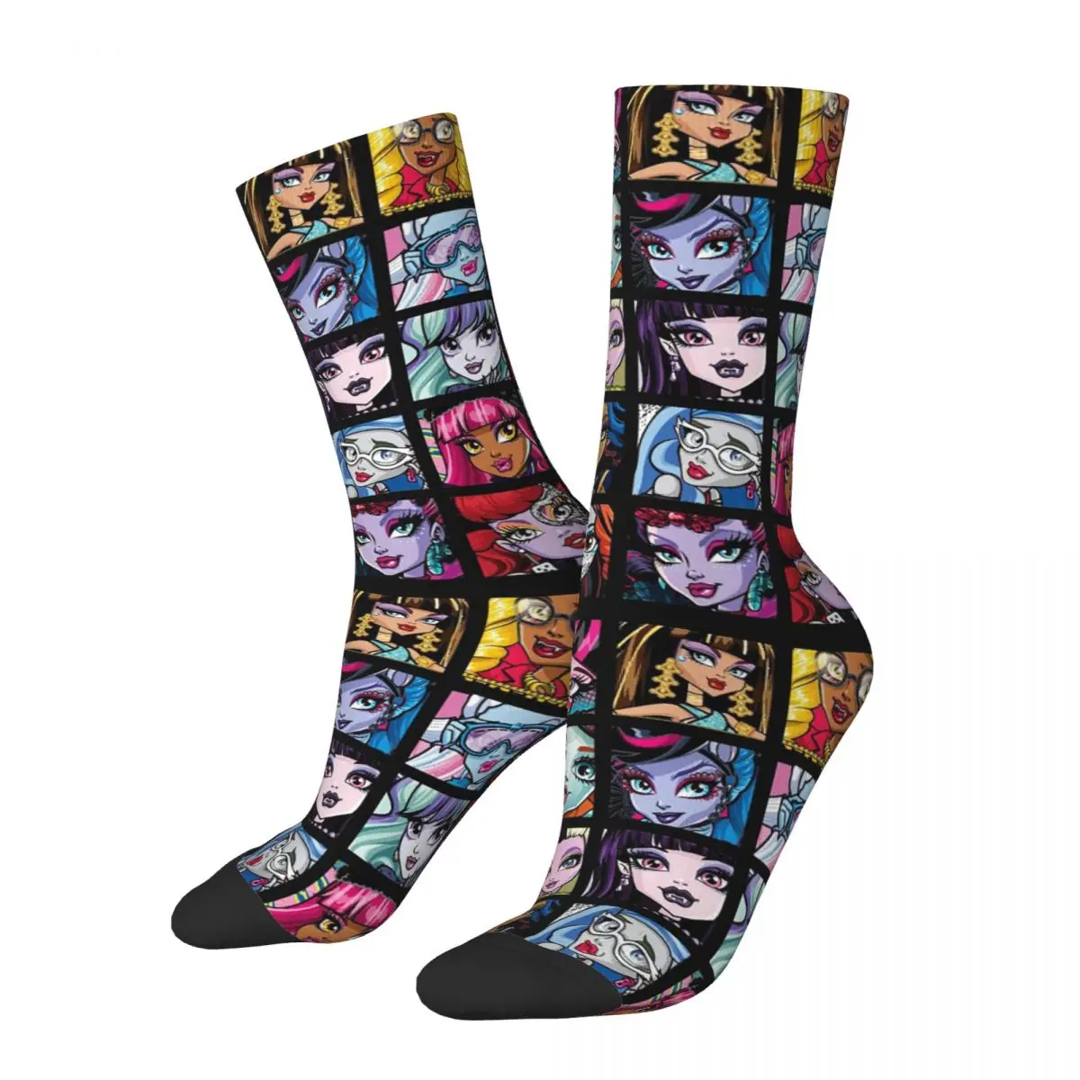 Monster High Collage Socks Men'S Women'S Casual Draculaura Socks Hip Hop Spring Summer Autumn Winter Middle Tube Socks Gifts