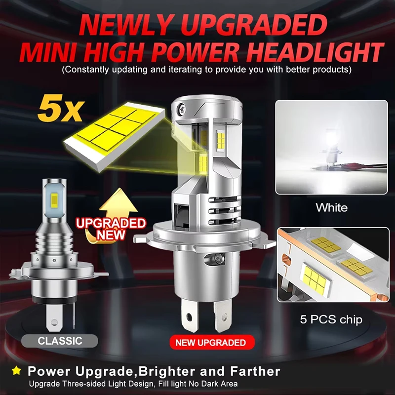 H4 Bi LED 강력 조명 CANBUS 7300W 상/하향등 자동차 헤드라이트 전구 자동차/오토바이 터보 LED 램프 12V 6000K 밝은 안개등