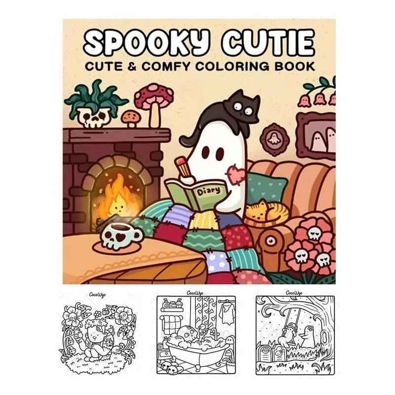 Spooky Cutie Coloring Book for Adults & Teens Creative Swearing Cats Cat Coloring Book Handmade Drawing Books adult coloring book