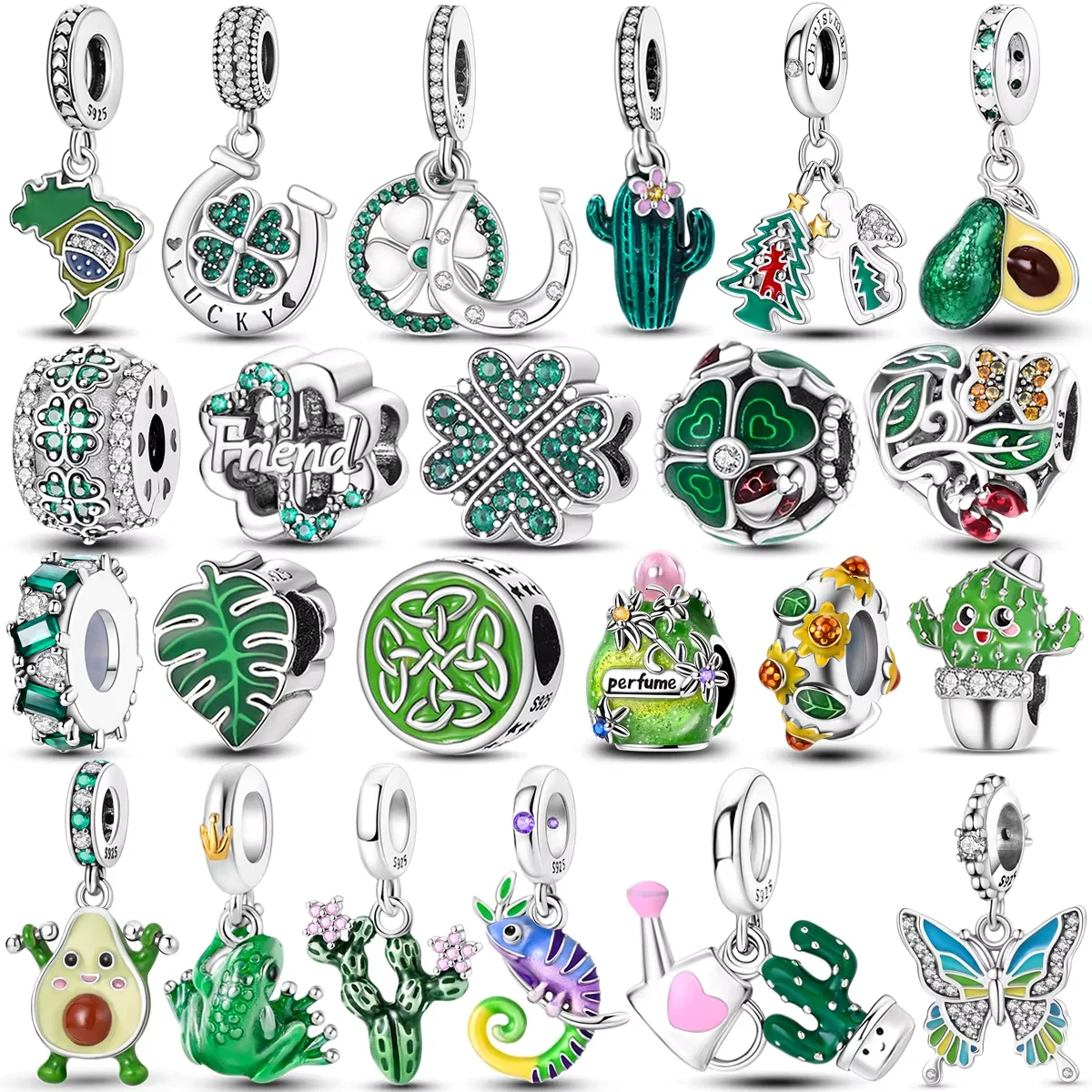 925 Sterling Silver Green Series Tree Cactus Avocado Pendant DIY Charm  Beads Fit Original Bangle Charms Bracelet Women Jewelry - AliExpress 36
