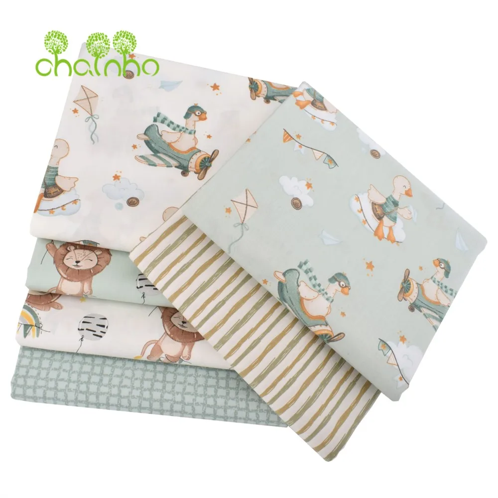 Chainho,Printed Twill Weave Cotton Fabric,DIY Quilting Sewing Material,Handmade Textile,Patchwork Cloth,Cartoon Series,25C16