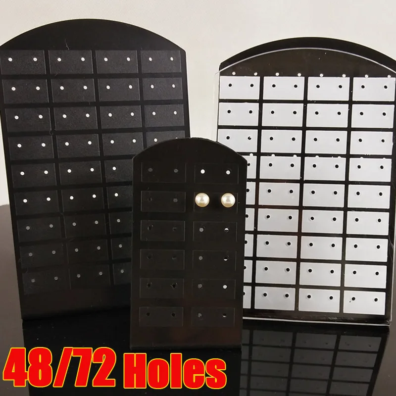 48/72 Jewelry Display Holes Portable Earrings Ear Studs Collect Holders Plastic Earring Showcase Storage Rack Organize Stand Box simple 240 holes jewelry organizer stand   plastic earring holder fashion earrings display rack jewelry rack