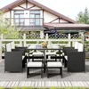 Space Saving Wicker Chairs with Glass Table and Ottomans, Cushioned Seating and Back Sectional Dining Sets, Garden Sofas 5