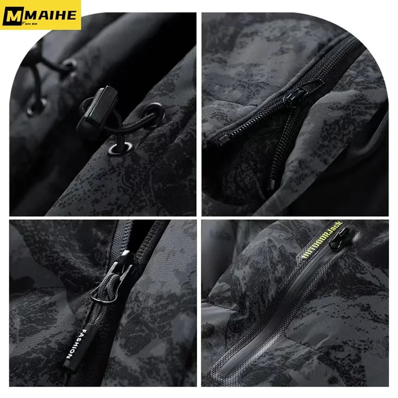 2023 New Winter Men's Parka Fashionable Camouflage Thickened Hooded Puffer Jacket Men's Sports Casual Windproof Warm Padded Coat