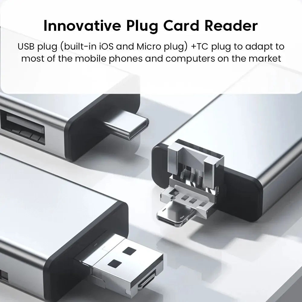 7-in-1 다기능 카드 리더 스토리지 박스, SD 카드 마이크로 SD 카드 케이스, OTG 어댑터, USB 2.0 C 타입 어댑터 카드 스토리지 박스