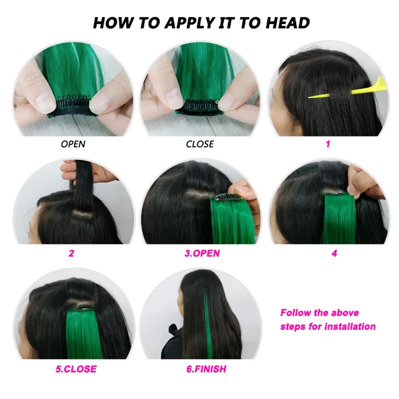 H&STAR  Synthetic 50cm Long Straight 5pcs/Pack Hair Extension  Multi color Hairpiece Wigs for Women