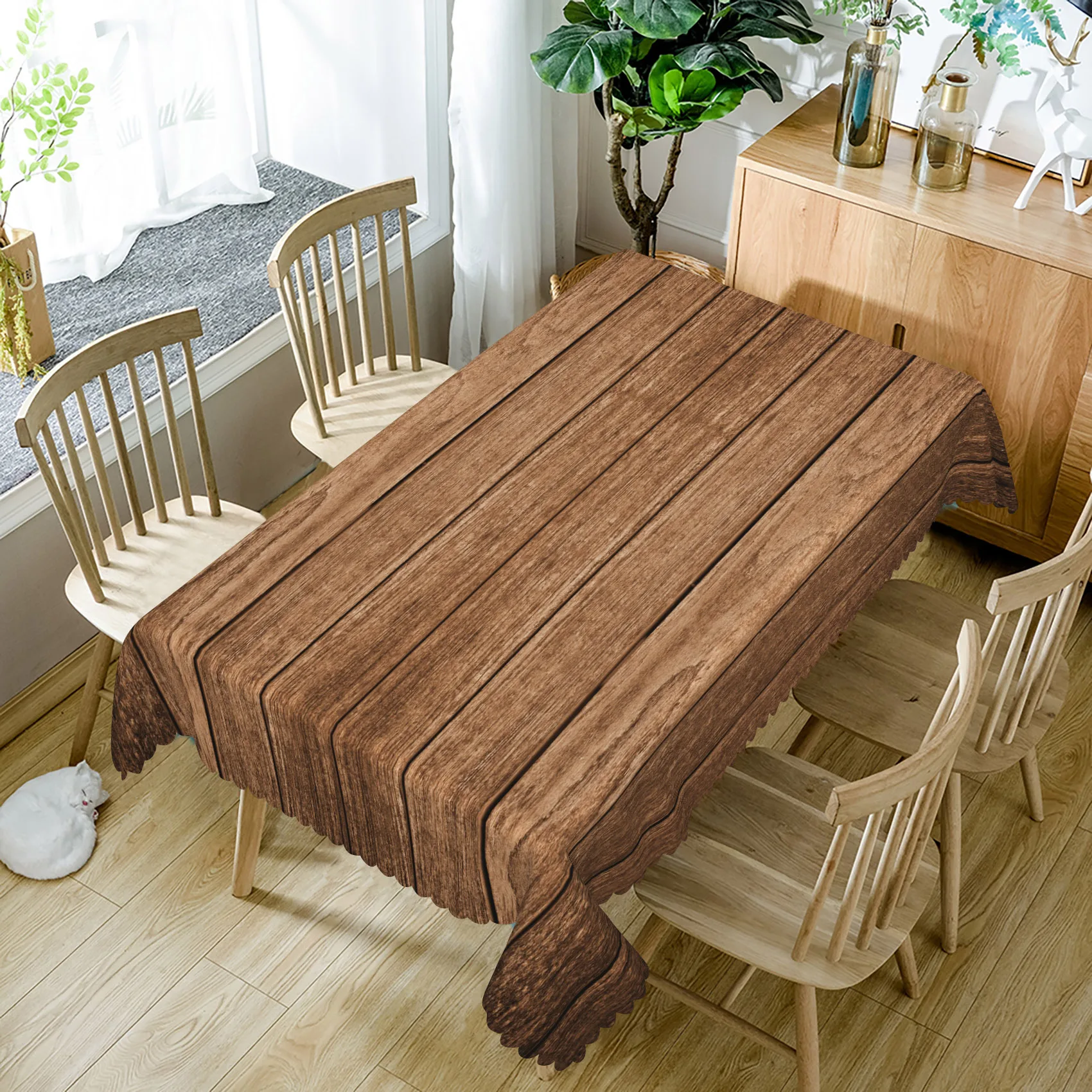 Wood Grain Tablecloth Natural Rustic Rectangular Table Wooden Texture Waterproof Dining Table Decor for Kitchen Party Home Decor 2