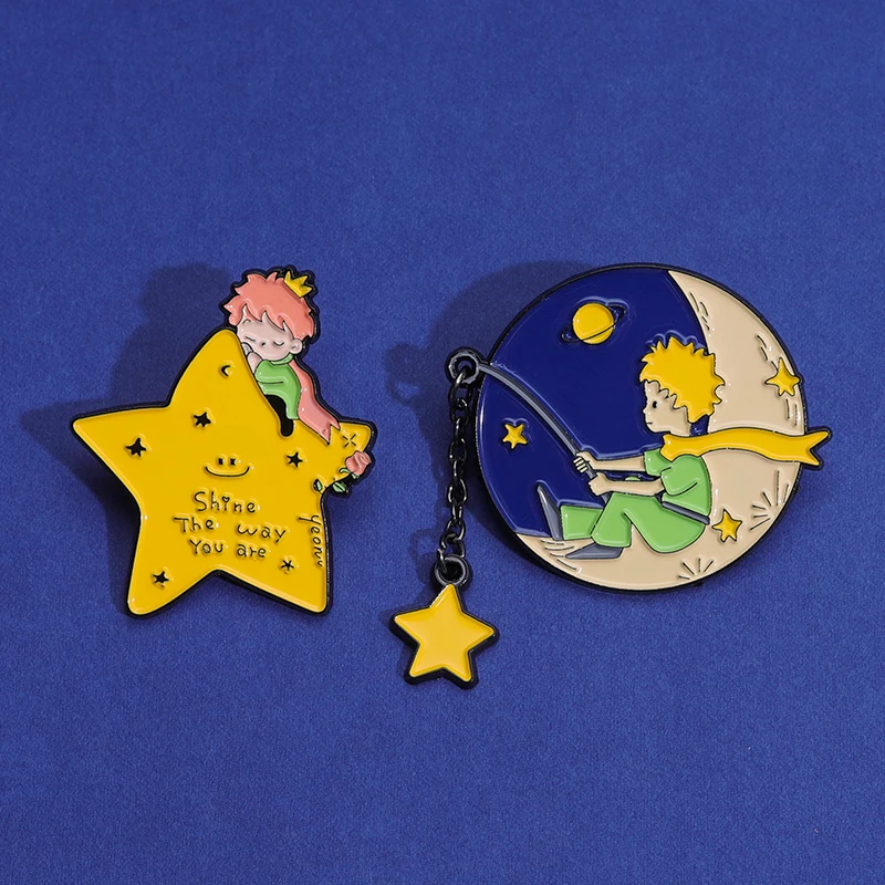 Cartoon Junge Fuchs Emaille Pins Benutzerdefinierte Exoplaneta Segeln Stern Mond Rose Broschen Revers Abzeichen Schmuck Geschenk Für Fans Freunde – Detail 7