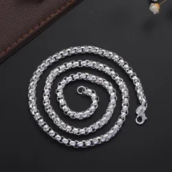 Elegant 18K Gold - Plated Sterling Silver Chain Necklace, 4mm - Perfect for Weddings and Special Occasions, Adjustable Length (18 - 24 Inch) (Silver color)