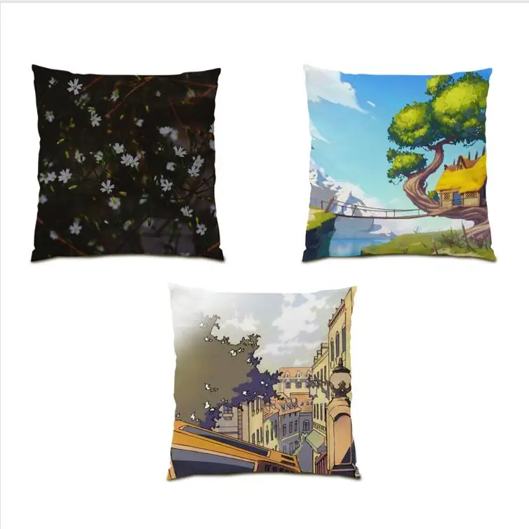 

Pillowcase Nature Landscape Polyester Linen Sofa Decorative Print Funny Cushion Covers 45x45 Sofas for Living Room Velvet E1117