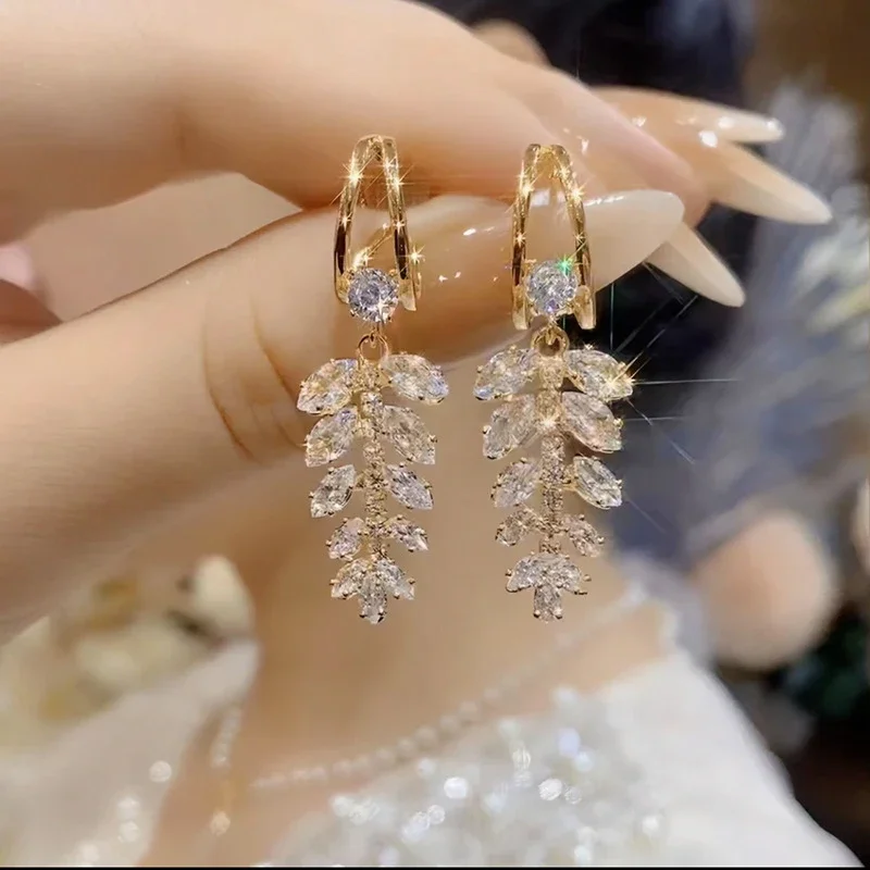Boucles d'oreilles chaîne épis rose et doré - JM SEV Créateurs