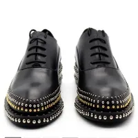 Handmade Rivets Brogue Shoes Wedding Dress Shoe Cow Genuine leather Men Oxfords  Plus Size 38-45 1