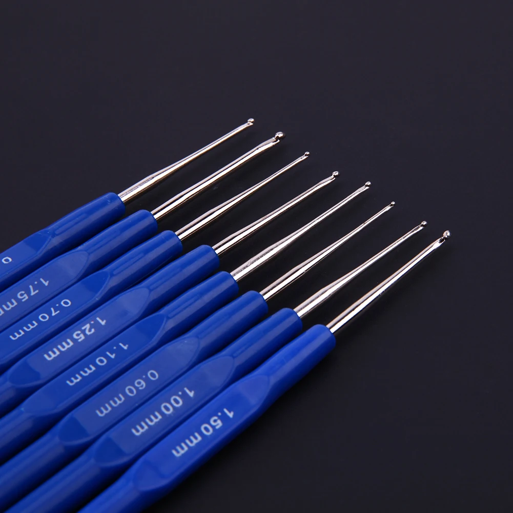 8Pcs Knitting Needles Kit Metal Sewing Needles Tool 0.6-1.75mm Yarn Craft Knitting Needles Sweater Weave Sewing Tool