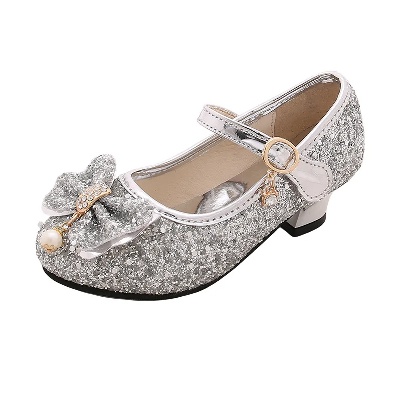 Kids sandals New Children Shoes Girls High Heel Princess Dance Sandals for Girls Kids Shoes Glitter Soft Leather Fashion Party Dress Wedding
