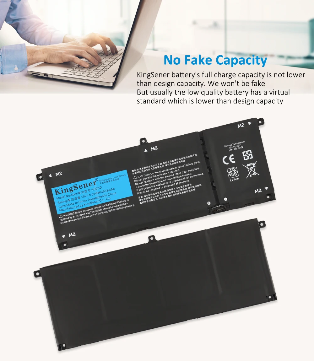Kingsener-bateria do Portátil 53wh H5ckd em para Dell Inspiron 5408 5508 5509 5400 5406 7405 7500 7506 Dell Latitude 3410 3510 - Imagem 4