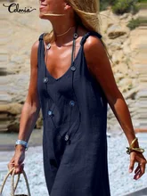 

Women 2022 Summer Holiday Jumpsuit Fashion Spaghetti Strap Casual V Neck Rompers Celmia Solid Street Wide Leg Pants Overalls