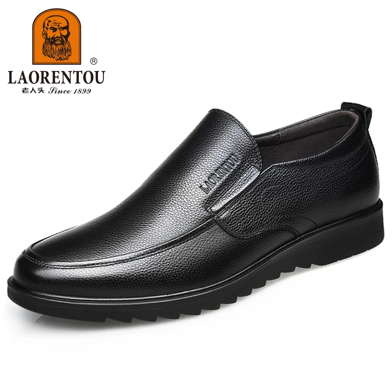 LAORENTOU genuine leather breathable business casual leather shoes, men's soft soft sole shoes, black/brown