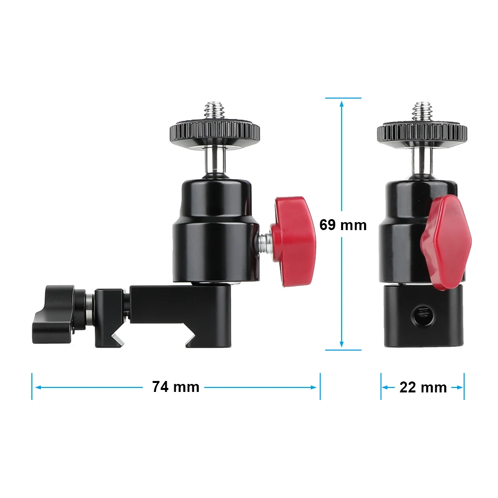 360° Swivel Mini Ball Head With 1/4"-20 Screw Mount & NATO Clamp For Monitor,Vid