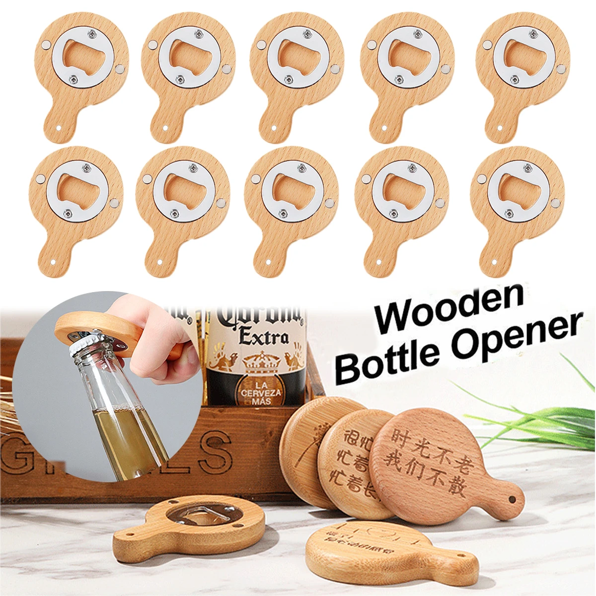 Wooden Bottle Opener Wholesale Custom Wooden Bottles Opener 5/10pcs
