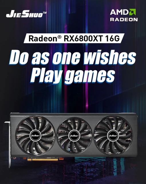 AMD JIESHUO RX 6800XT 16G Graphics Card Support For Computer Games With 256  bit GDDR6 r'x6800xt 16G Computer Video card
