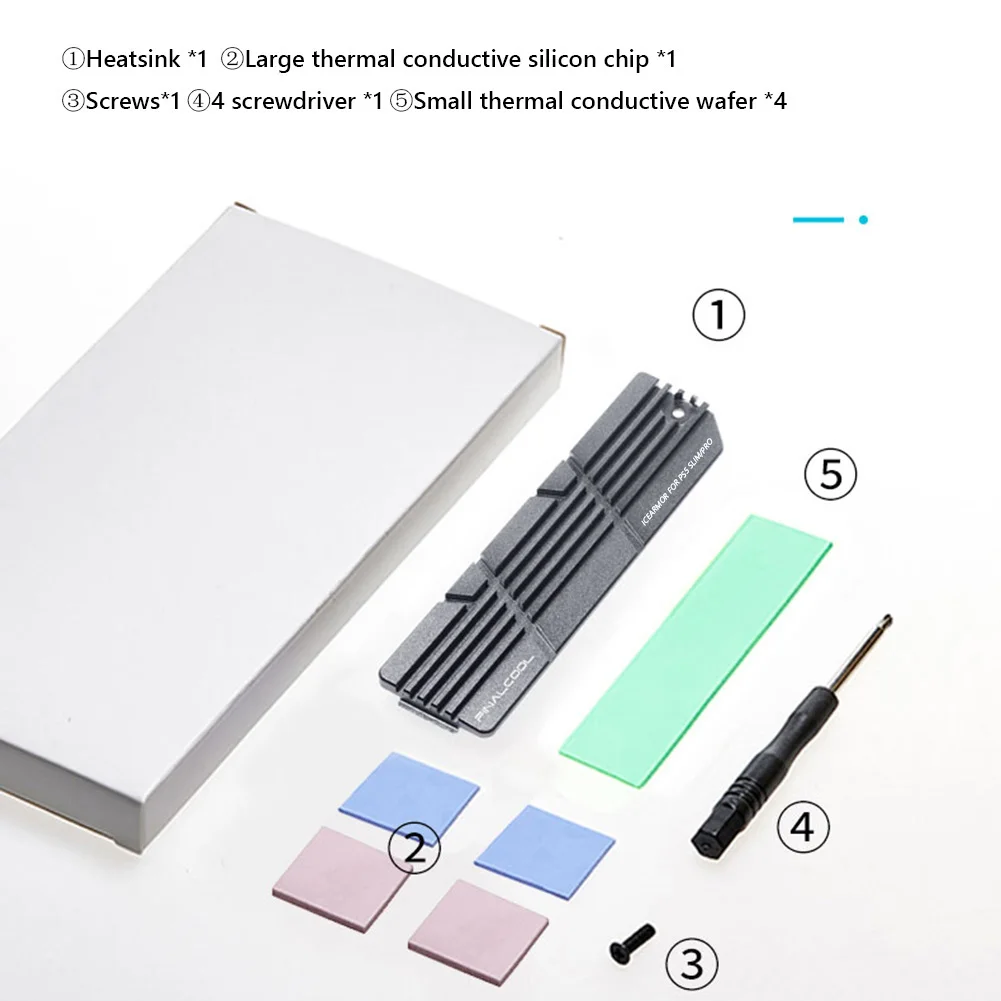For PS5 Slim SSD Heatsink with Thermal Silicone Pads Heat Sink Radiator Cooling Accessories Kit for 2280 M.2 NVMe SSD
