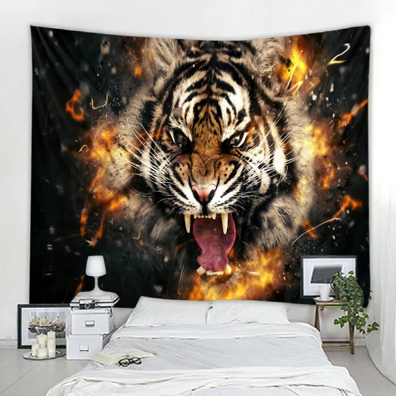 

Tiger, lion background decorative tapestry mandala boho hippie wall psychedelic tapestry home background decorative tapestry