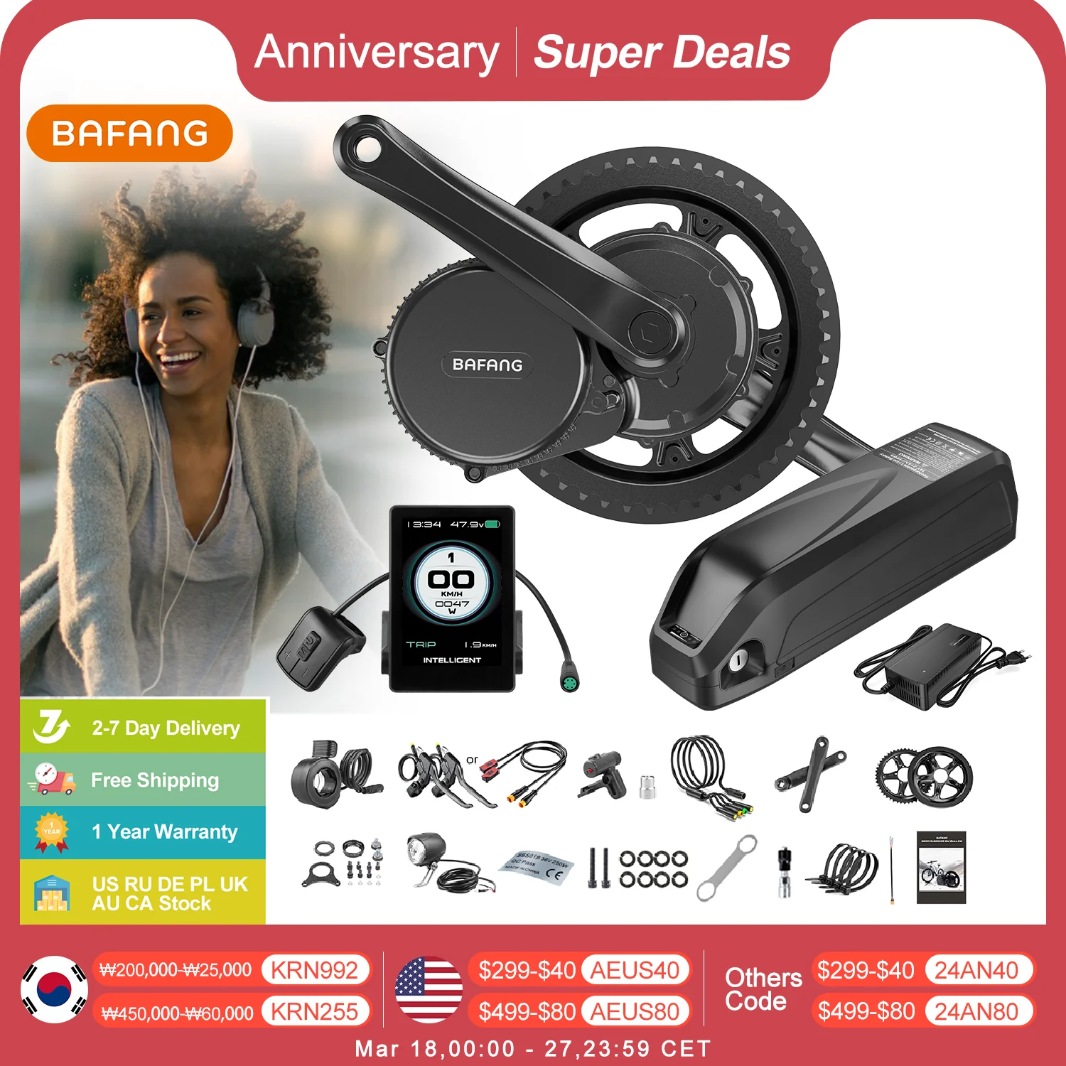 Bafang 750W Motore Bbs02B Bbs02 Kit Di Conversione Ebike Bicicletta Elettrica Mid Drive Motore 48V 52V 20Ah 17.5Ah Kit Batteria Hailong