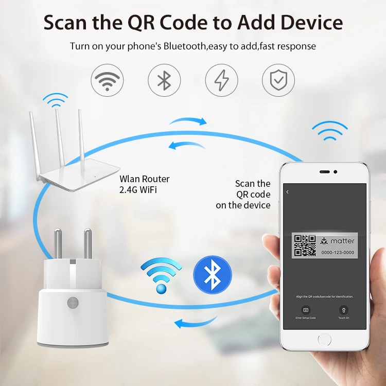 Matter Smart Plug with 16A Power Monitoring and WiFi Support for Homekit Alexa G