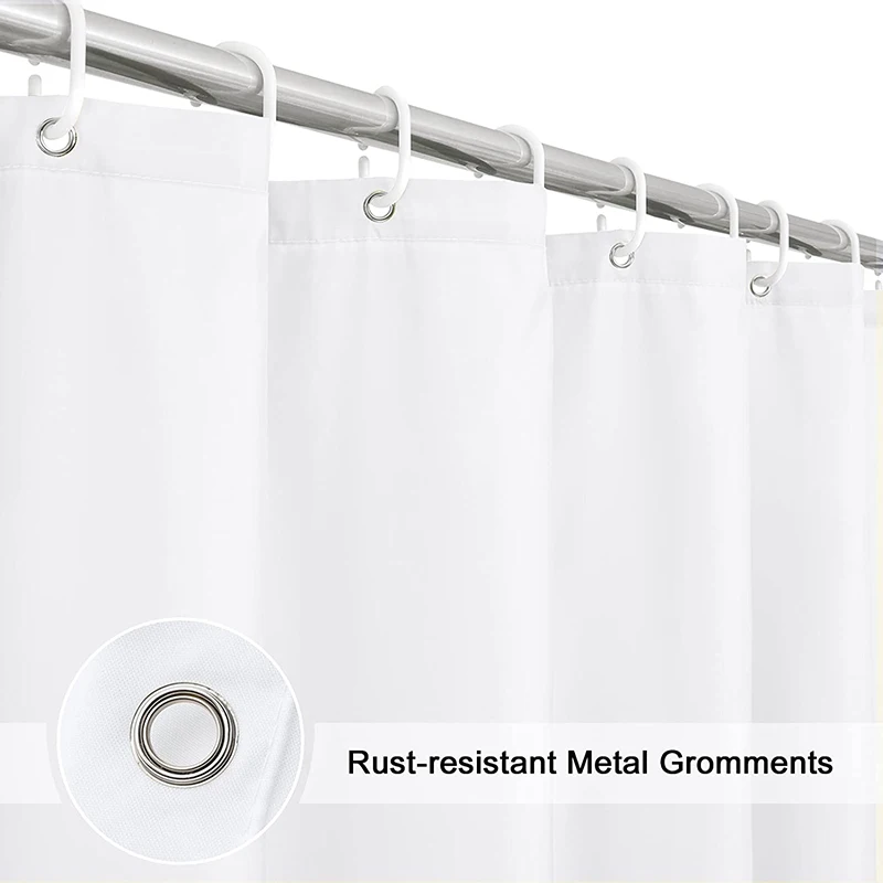 Shower Curtains White shower curtain 180 x 180 cm fabric shower lining waterproof and mildewproof 12 grommet holes