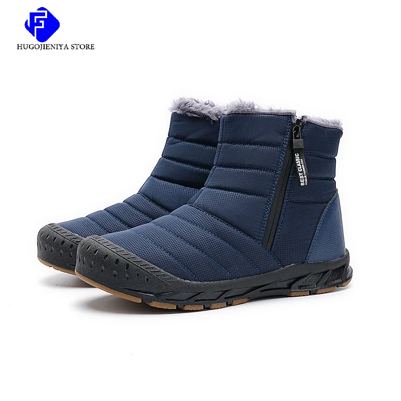 Men Waterproof Ankle Boots Winter Warm Plush Snow Boots Men Outdoor Sneakers Work Boots Male Rubber Winter Men's Boots Big Size