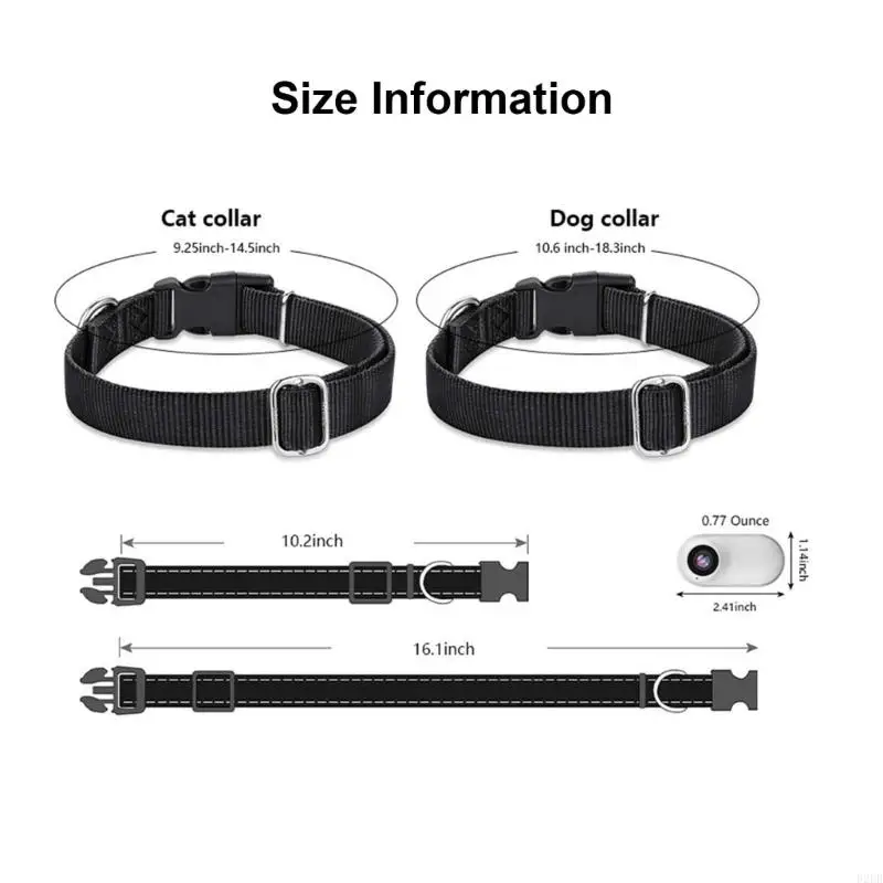 02DB Practical Pet Camera Collar Dog Collar Camera with Large Angles for Pet Monitoring Outdoor Training Video