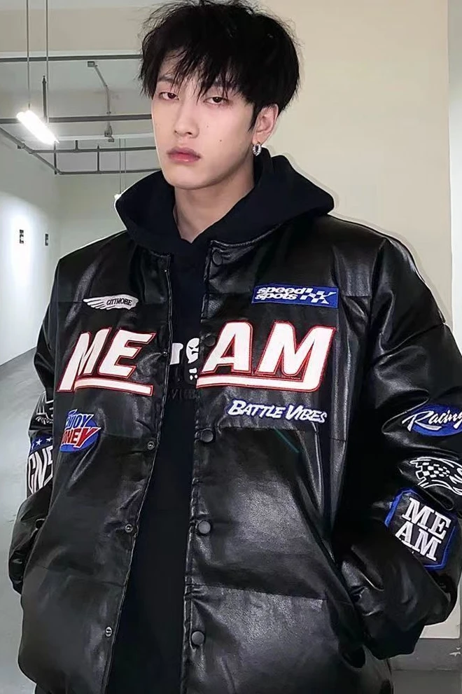 American Hiphop Niche Leather Cotton Jacket For Men And Women In Autumn And Winter Instagram Brand Loose Design Plush Coat