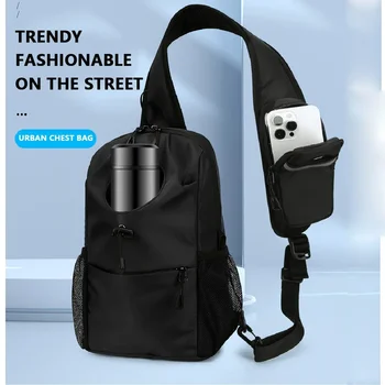 Borsa da petto sportiva e per il tempo libero alla moda, materiale in nylon impermeabile, borsa per telefono, multifunzionale e multistrato