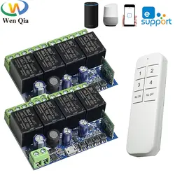 EWelink Smart Switch WiFi RF DC 6V 12V 24V 48V 4 CH Relay Receiver for Garage Control/Light,Timing Module,work with Alexa/Google