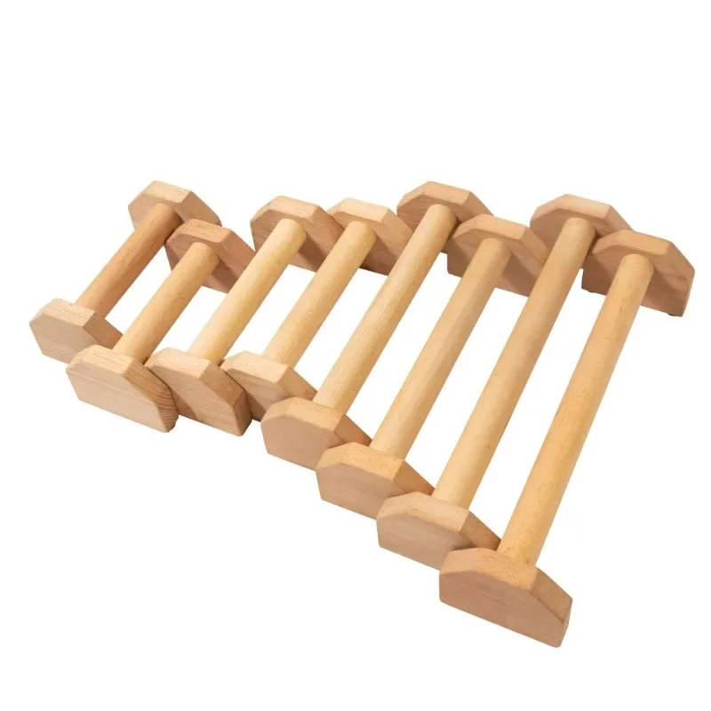 Factory Direct Wooden Push Up Stand Wooden Parallettes Wood Pushup Bars Home Workout Equipment