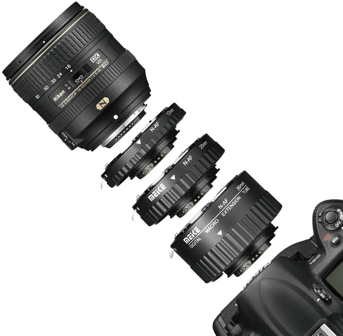 Meike-auto Focus Macro Extension Tube Grupo Anel Adaptador para Nikon D3100 D5000 Todos Dslr af Af-s dx Câmera Lens 12 20 36 Milímetros - Image 3