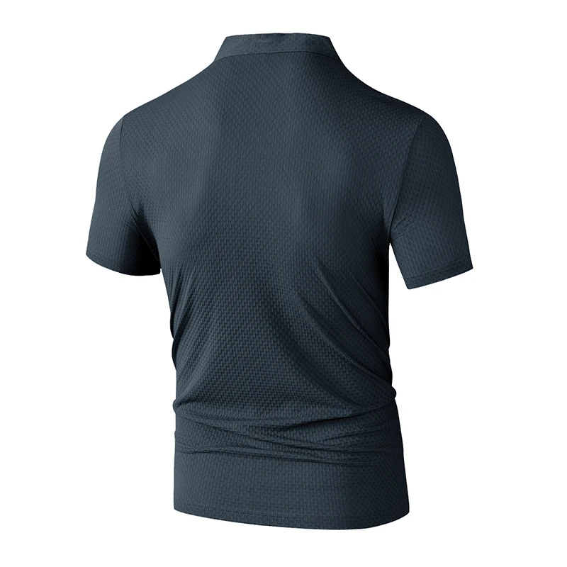 Hochelastisches Herren-Poloshirt mit Waffelstruktur, knitterfrei, Business-Casual, Kurzarm, für unterwegs. – Detail 23