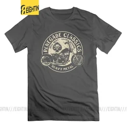 Vintage USA Motorcycle Graphic T - Shirt - 100% Cotton, Round Neck, Short Sleeves, Plus Size Men's Tee - S (GRAY)