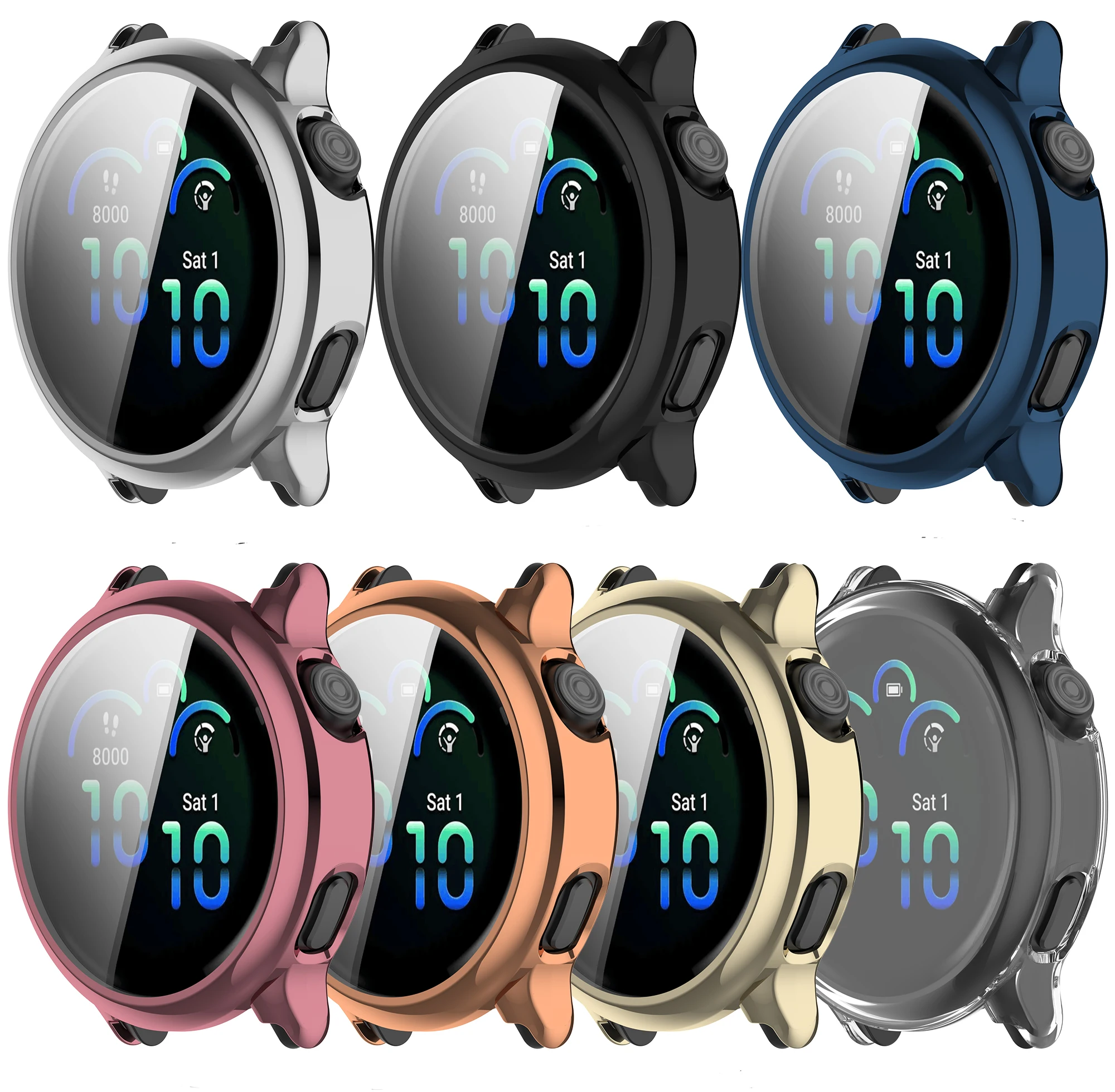 Premium Soft Silicone Plating TPU Watch Case with Full Cover Protective Screen