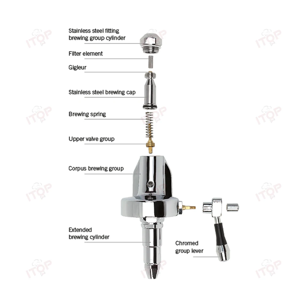 ITOP Coffee Machine Express Coffee Maker E61 Brewing Double Boiler Rotary Pump Copper Pipe 2000W N.W. 32kg 220-240V 50-60Hz