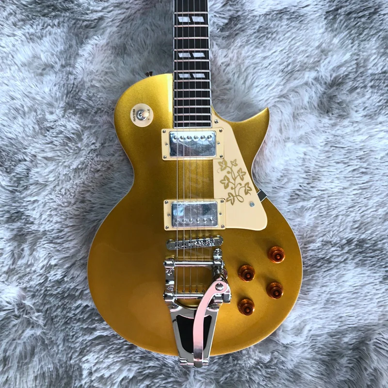 electric guitar Solid Mahogany body promotion gold top Shipped out Quickly chrome hardware you can custom made it |