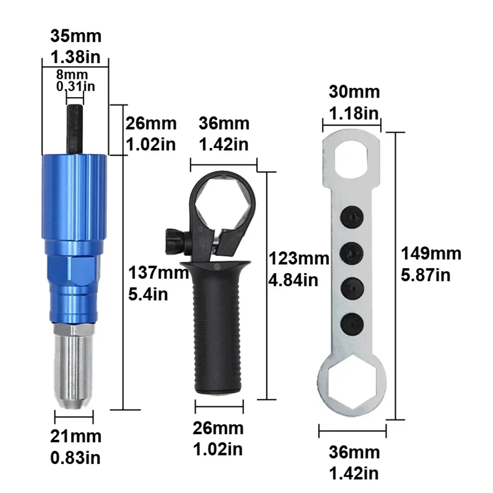 Aluminum Electric Rivet Gun Conversion Set For Power Tools
