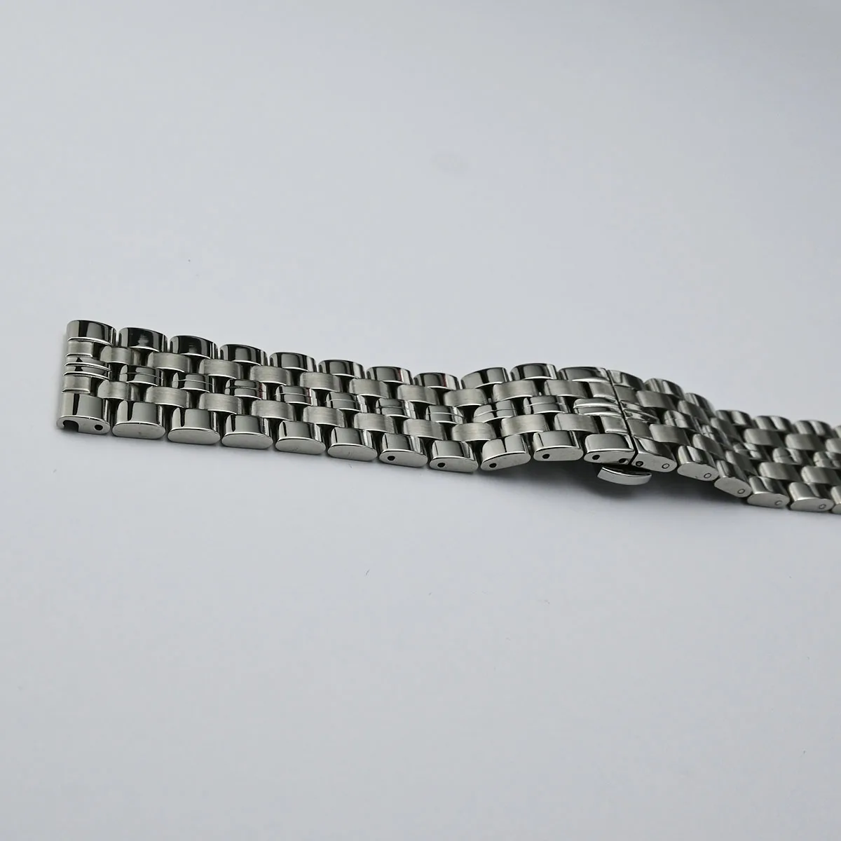Kai Tian Roestvrij stalen armband met gebogen uiteinde voor mannen en vrouwen, 20 mm, 22 mm, taps toelopende armband, driedimensionaal horloge, vervangende riem, inzet gesp, zwart zilver, Zwart, 20mm